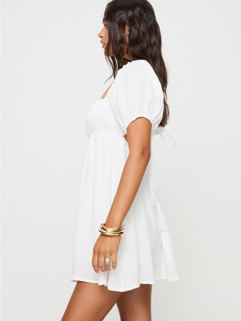 NEW Princess Polly Let’s Dance White Mini Dress Puff Sleeve Cottagecore Bridal - Picture 6 of 11